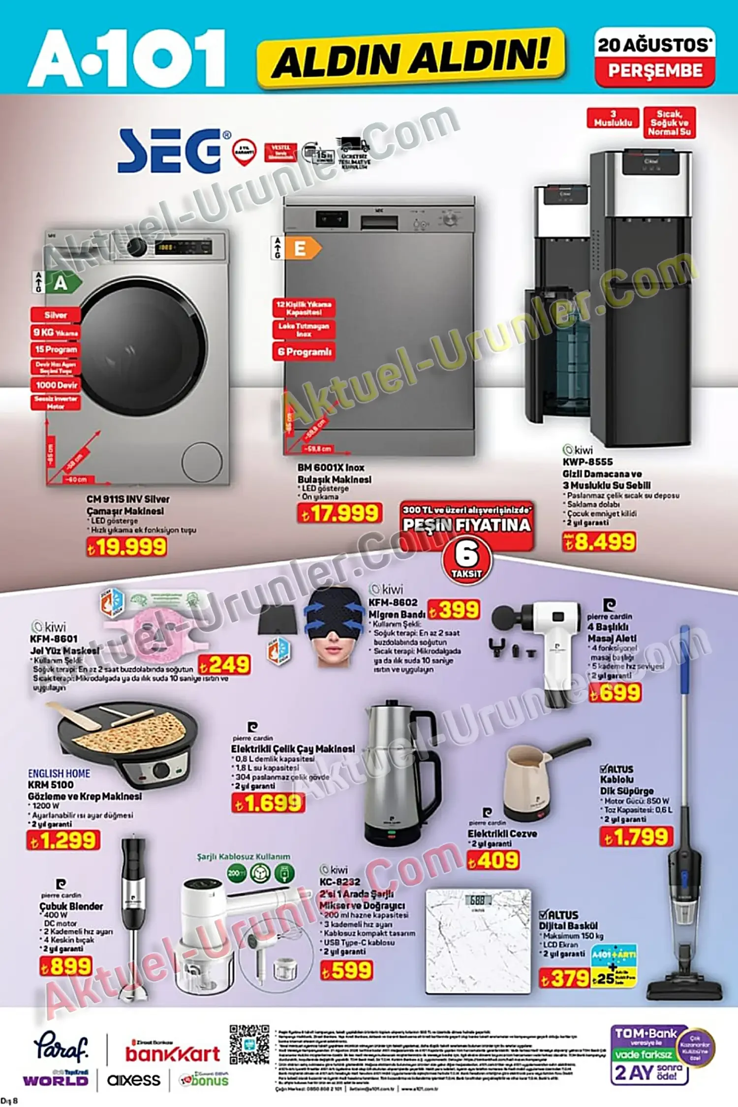 A101 20 Ağustos SEG Çamaşır ve Bulaşık Makinesi Fırsatları